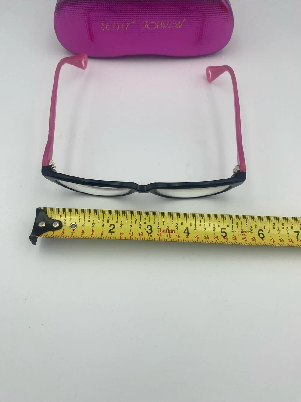Betsey Johnson Black and Pink Reading Glasses with Pink Metallic Case